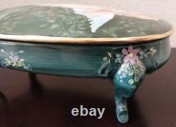 Vintage Angel Cherub Oval Trinket Powder Box