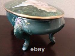 Vintage Angel Cherub Oval Trinket Powder Box