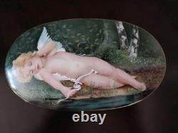 Vintage Angel Cherub Oval Trinket Powder Box