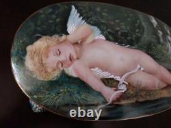 Vintage Angel Cherub Oval Trinket Powder Box