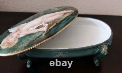Vintage Angel Cherub Oval Trinket Powder Box