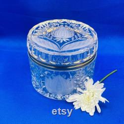 Vintage Anna Hutte Bleikristall 24 Lead Crystal Hinge Lid Trinket Box