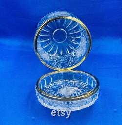 Vintage Anna Hutte Bleikristall 24 Lead Crystal Hinge Lid Trinket Box