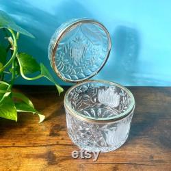 Vintage Anna Hutte Bleikristall 24 Lead Crystal Hinge Lid Trinket Box