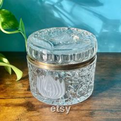 Vintage Anna Hutte Bleikristall 24 Lead Crystal Hinge Lid Trinket Box
