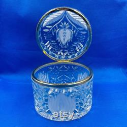 Vintage Anna Hutte Bleikristall 24 Lead Crystal Hinge Lid Trinket Box