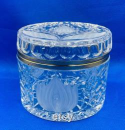 Vintage Anna Hutte Bleikristall 24 Lead Crystal Hinge Lid Trinket Box