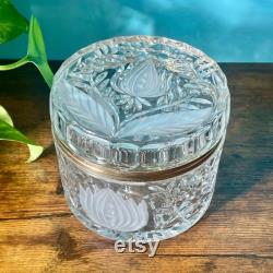 Vintage Anna Hutte Bleikristall 24 Lead Crystal Hinge Lid Trinket Box