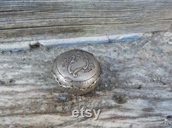 Vintage Antique 1890s Victorian French silver powder box with mirror inside Vanity