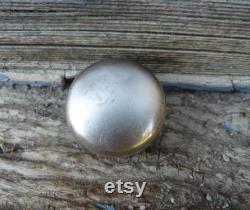 Vintage Antique 1890s Victorian French silver powder box with mirror inside Vanity