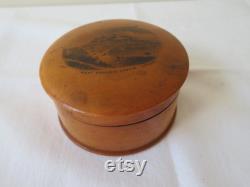 Vintage Antique Commemorative Souvenir Mauchline Ware Powder Bowl Box Mont Orgueil Castle, Jersey 1900's