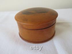 Vintage Antique Commemorative Souvenir Mauchline Ware Powder Bowl Box Mont Orgueil Castle, Jersey 1900's