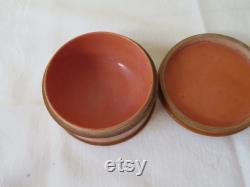 Vintage Antique Commemorative Souvenir Mauchline Ware Powder Bowl Box Mont Orgueil Castle, Jersey 1900's