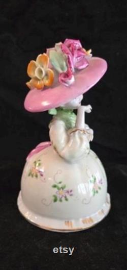 Vintage Antique Leneile Ardalt China Victorian Porcelain Rose Hat Bonnet Lady 7 Tall