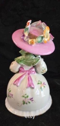 Vintage Antique Leneile Ardalt China Victorian Porcelain Rose Hat Bonnet Lady 7 Tall
