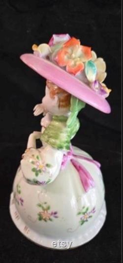 Vintage Antique Leneile Ardalt China Victorian Porcelain Rose Hat Bonnet Lady 7 Tall