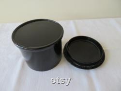 Vintage Antique Papier Mache, Lacquer and Mother of Pearl Abalone Powder Pot Vanity Boudoir Make Up