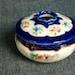 Vintage Antique Porcelain Hair Receiver Blue and White with Floral Pattern