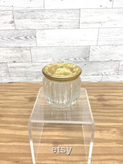 Vintage Antique Powder Jar, Christmas Gift, Vintage Victorian Powder Jar, Cut Glass, Cherub Top, Gold Plated Lid, Vanity Jar, Gift for Her