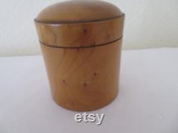 Vintage Antique Treen Wood Powder Pot with Domed Lid Boxwood Vanity Boudoir Make Up