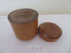 Vintage Antique Treen Wood Powder Pot with Domed Lid Boxwood Vanity Boudoir Make Up