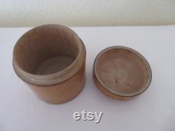 Vintage Antique Treen Wood Powder Pot with Domed Lid Boxwood Vanity Boudoir Make Up