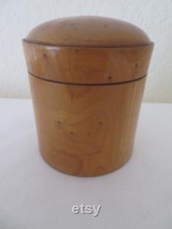 Vintage Antique Treen Wood Powder Pot with Domed Lid Boxwood Vanity Boudoir Make Up