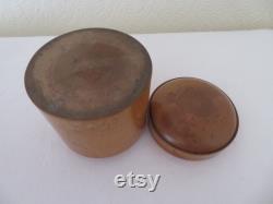 Vintage Antique Treen Wood Powder Pot with Domed Lid Boxwood Vanity Boudoir Make Up