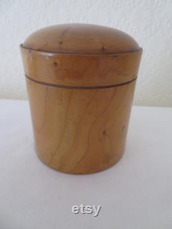 Vintage Antique Treen Wood Powder Pot with Domed Lid Boxwood Vanity Boudoir Make Up