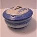 Vintage Antique Trinket Ceramic Dish Jewelry Box with Lid and Handle White and Blue Decor Vanity Storage Granny Chic Blue and White Boudoir