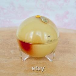 Vintage Apple Blossom Perfume Holder Made of a Glass Sphere and Metal Insert Reverse Painted