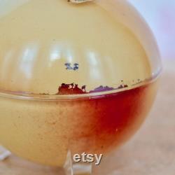 Vintage Apple Blossom Perfume Holder Made of a Glass Sphere and Metal Insert Reverse Painted