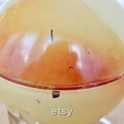 Vintage Apple Blossom Perfume Holder Made of a Glass Sphere and Metal Insert Reverse Painted