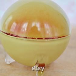 Vintage Apple Blossom Perfume Holder Made of a Glass Sphere and Reverse Painted