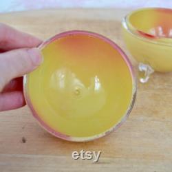 Vintage Apple Blossom Perfume Holder Made of a Glass Sphere and Reverse Painted