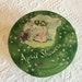 Vintage April Showers Cheramy Powder Box. Green with Small Flowers and Lovely Girl with Parasol. Metal Painted Box from New York.