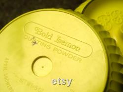Vintage April Showers Powder Box Bold Lemon Yellow Empty Bath Talc Container Groovy Retro Vanity Decor