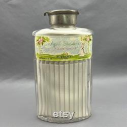 Vintage April Showers Talcum Powder Cheramy New York Full Glass Dusting Powder 4 2 3 oz