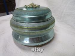 Vintage Aqua Aluminum Coty Musical Powder Jar