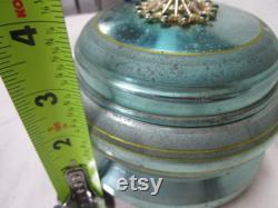 Vintage Aqua Aluminum Coty Musical Powder Jar