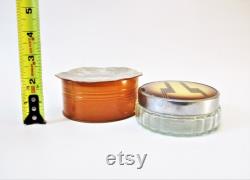 Vintage Art Deco 1940's Vanity Jars Celluloid Vanity Powder Containers Boudoir Powder Room Makeup Glass Jar