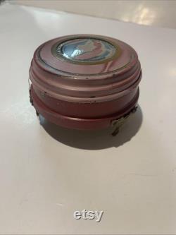 Vintage Art Deco Asbury Park New Jersey Aluminum Souvenir Trinket Box Powder Box