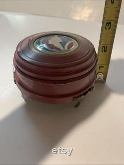 Vintage Art Deco Asbury Park New Jersey Aluminum Souvenir Trinket Box Powder Box