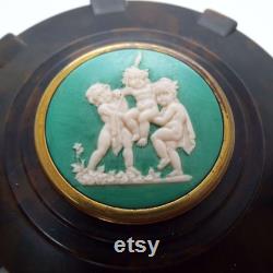 Vintage Art Deco Bakelite and Cherub Cameo Powder Bowl Bellevue Fine Arts Ltd Vanity Storage Powder Bowl 1930's 1940's Lidded Bowl