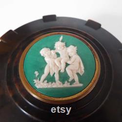 Vintage Art Deco Bakelite and Cherub Cameo Powder Bowl Bellevue Fine Arts Ltd Vanity Storage Powder Bowl 1930's 1940's Lidded Bowl