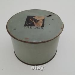 Vintage Art Deco Bath Powder Tin Box, Tre-Jur 1930's Boudoir Vanity Storage Container