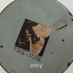 Vintage Art Deco Bath Powder Tin Box, Tre-Jur 1930's Boudoir Vanity Storage Container