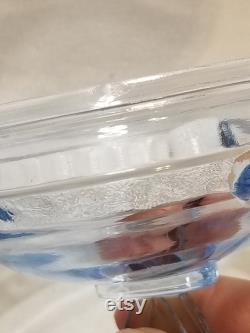 Vintage Art Deco Blue Glass Dresser or Powder Jar