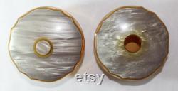 Vintage Art Deco Dresser Vanity Set with Celluloid Lids, Hair Receiver and Powder Jar