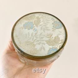 Vintage Art Deco Glass Round Powder Box With Lid, Powder Jar